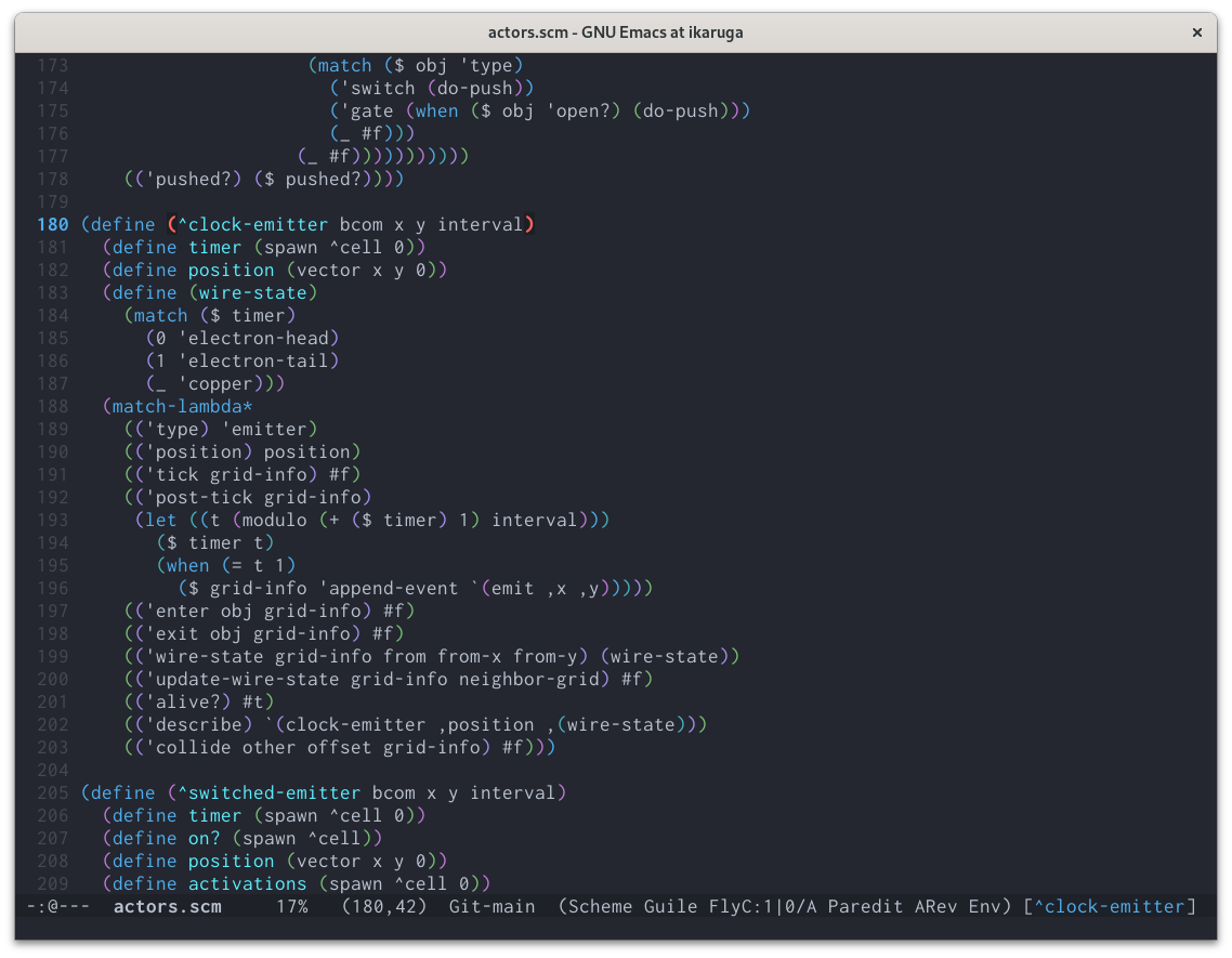 Emacs with Cirkoban actor source code open
